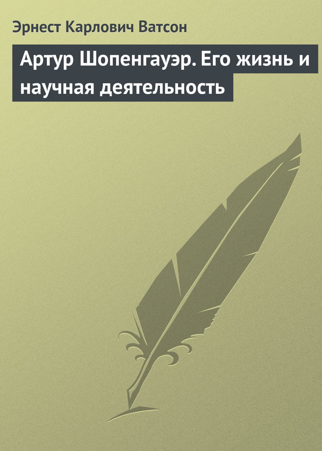 Обложка книги «Артур Шопенгауэр. Его жизнь и научная деятельность» — Эрнест Ватсон