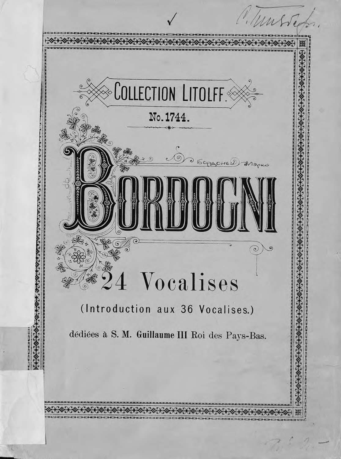 Обложка книги «24 vocalises» — Бордоньи Марко