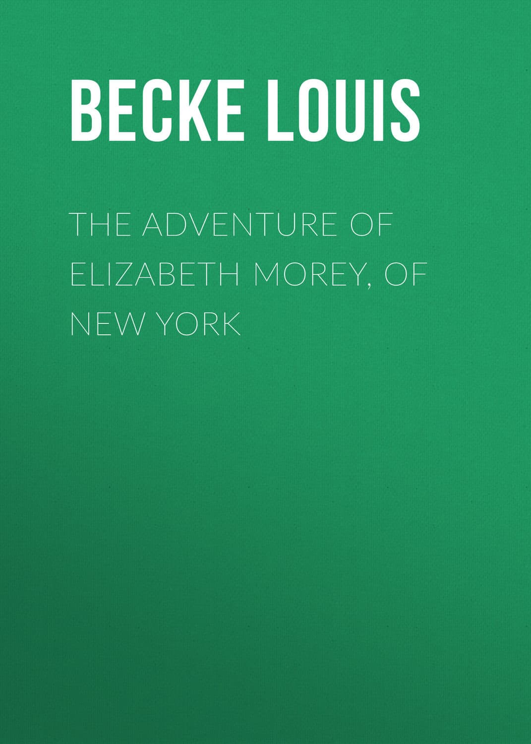 Обложка книги «The Adventure Of Elizabeth Morey, of New York» — Бек Лауис
