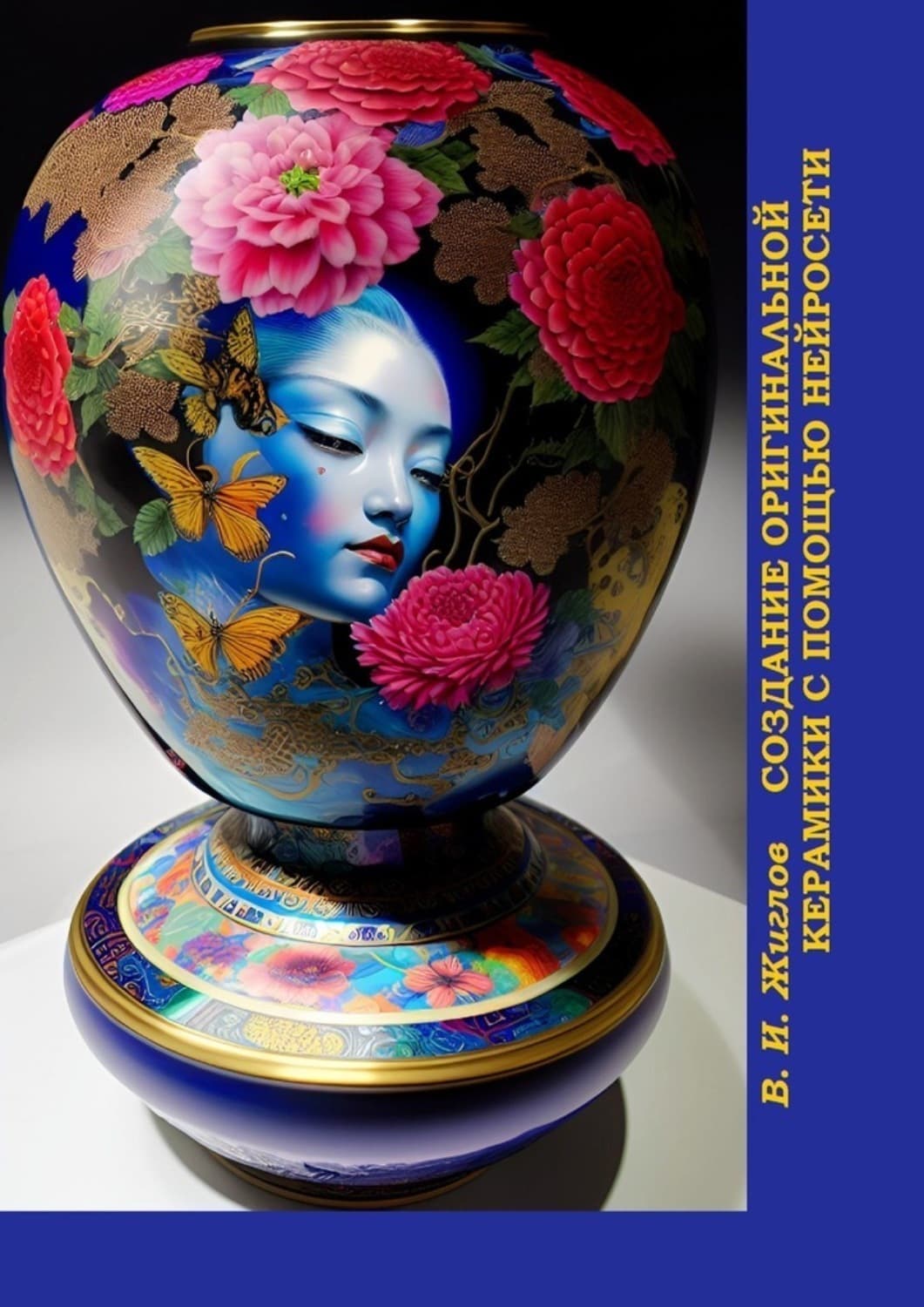 Обложка книги «Создание оригинальной керамики с помощью нейросети. Китайские фарфоровые вазы» — В. И. Жиглов