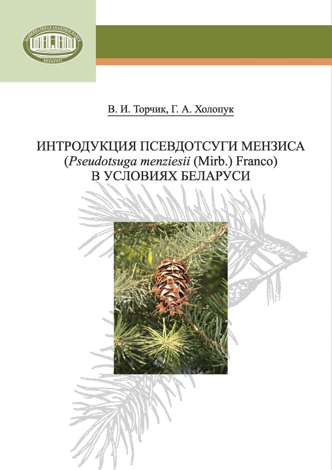 Обложка книги «Интродукция псевдотсуги Мензиса (Pseudotsuga menziesii (Mirb.) Franco) в условиях Беларуси» — В. И. Торчик