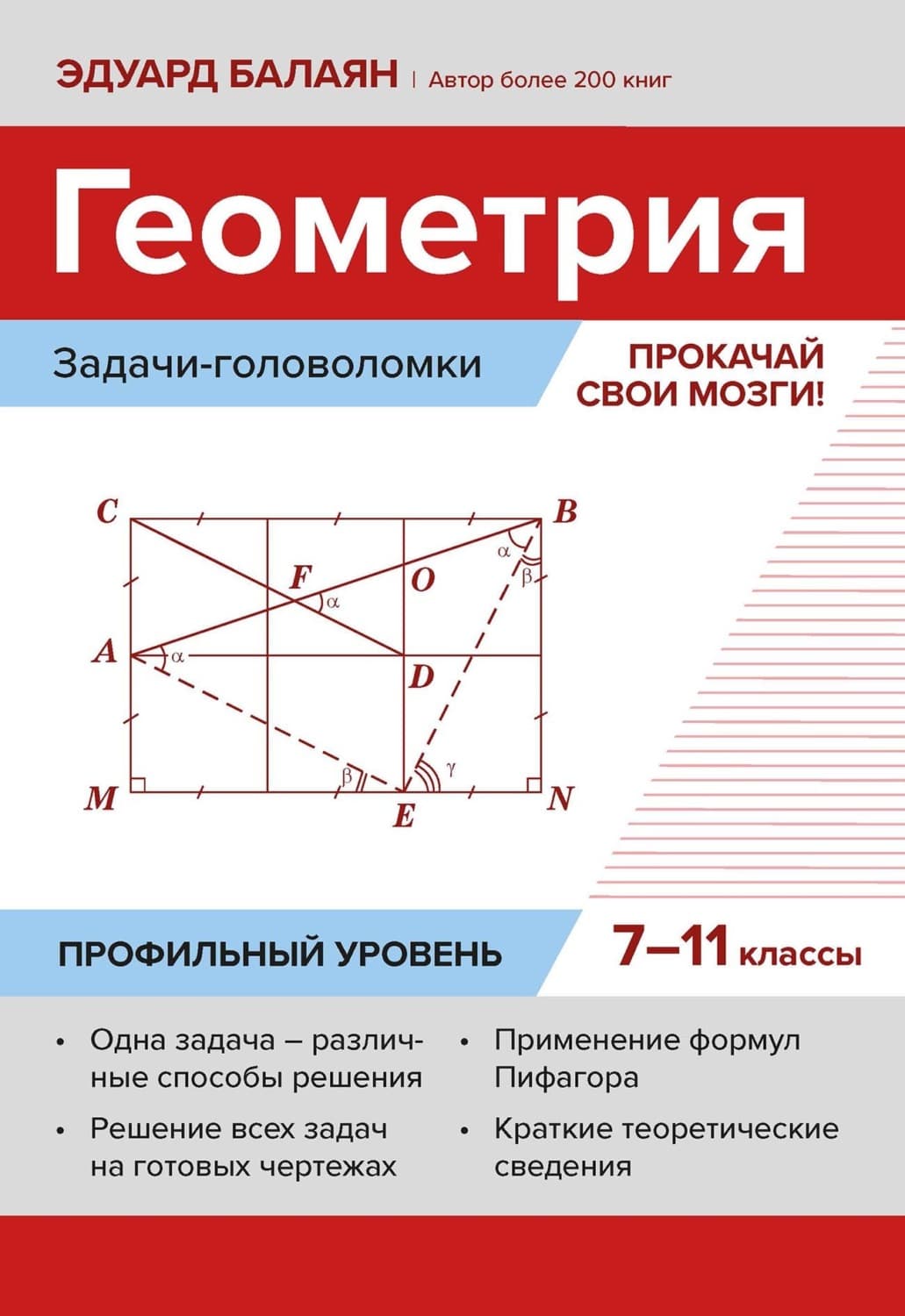 Обложка книги «Геометрия: задачи-головоломки. Прокачай свои мозги! 7–11 классы. Профильный уровень» — Э. Н. Балаян