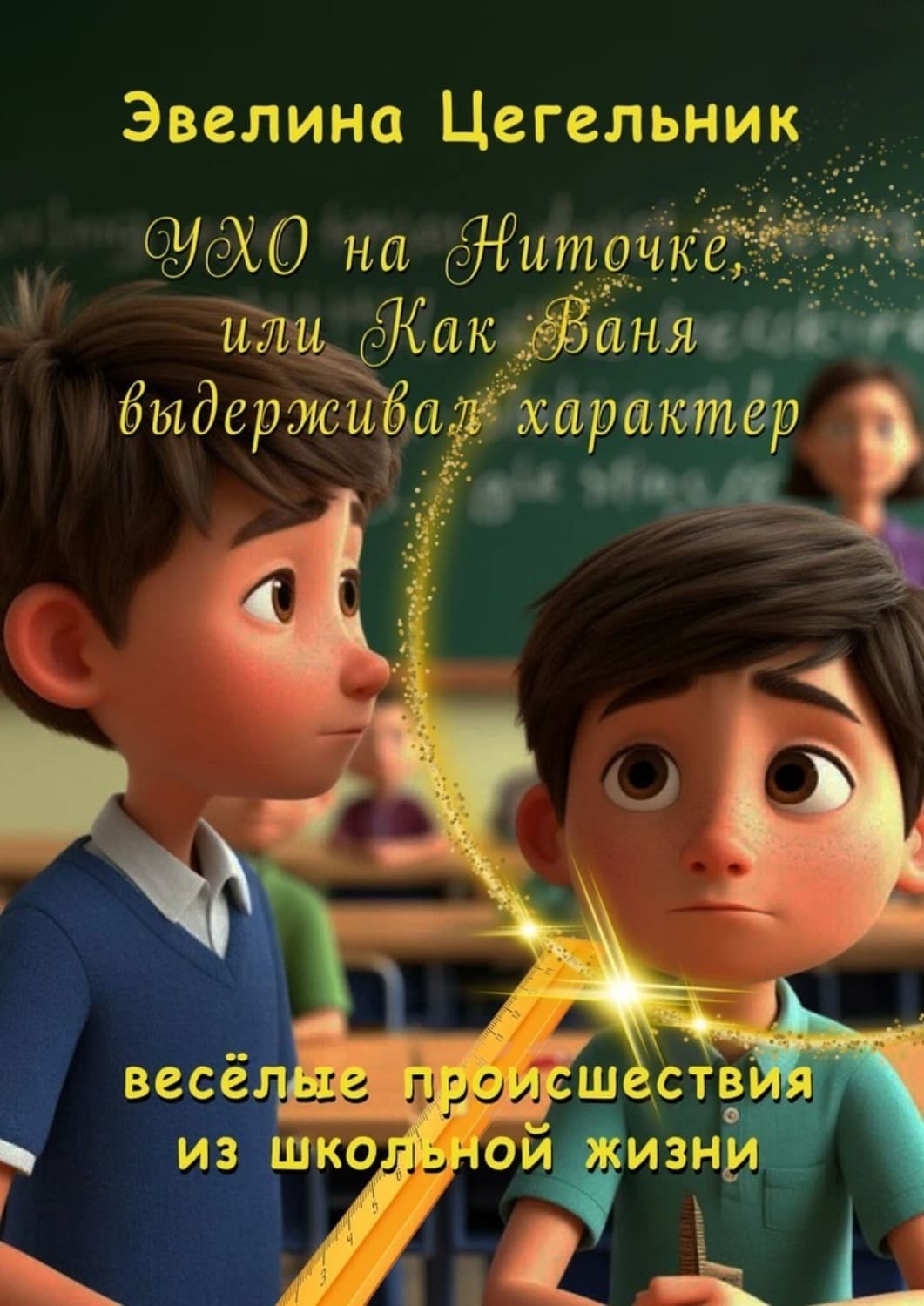 Обложка книги «Ухо на ниточке, или Как Ваня выдерживал характер. Весёлые происшествия из школьной жизни» — Цегельник Эвелина