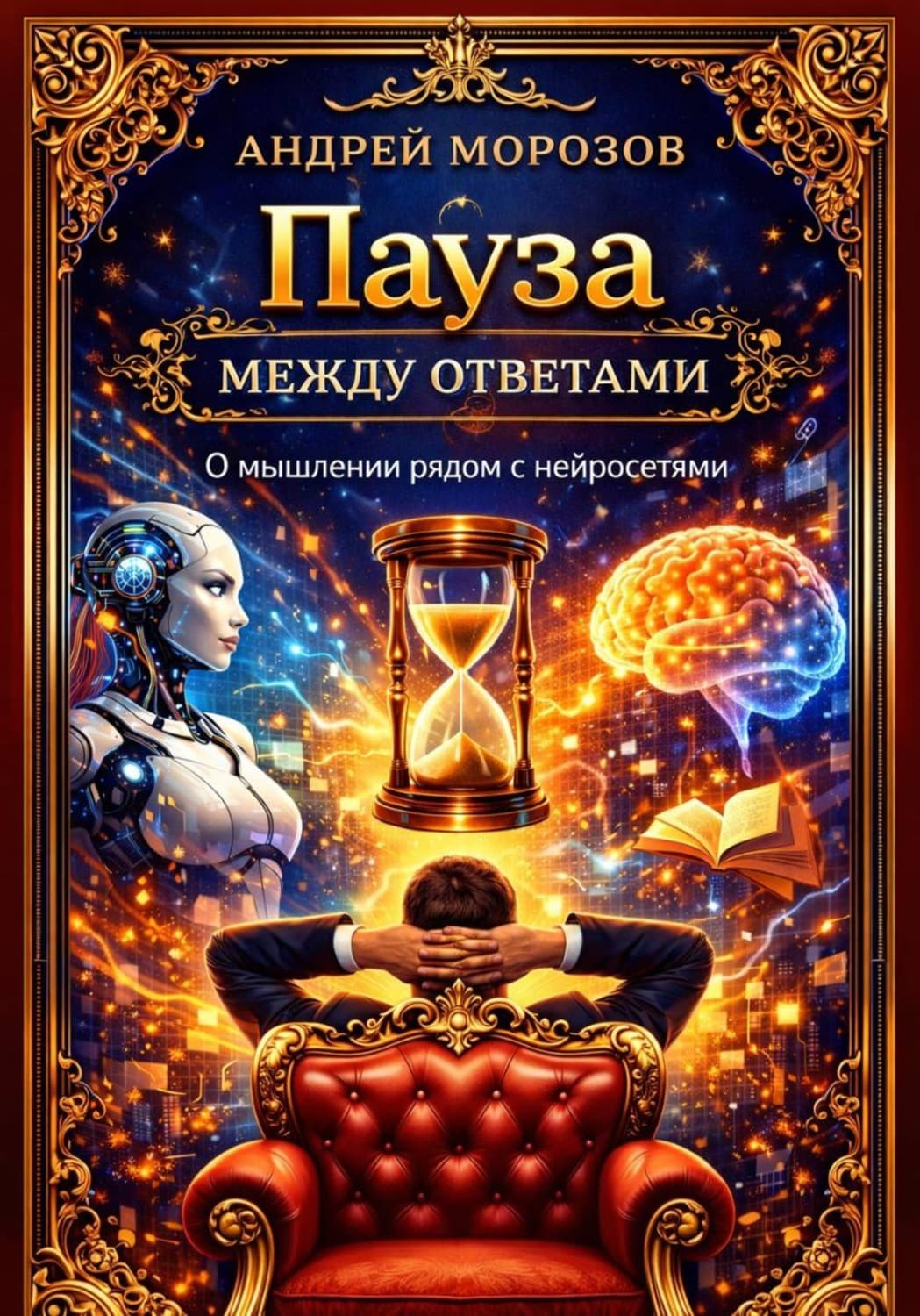 Обложка книги «Пауза между ответами. О мышлении рядом с нейросетями» — А. В. Морозов