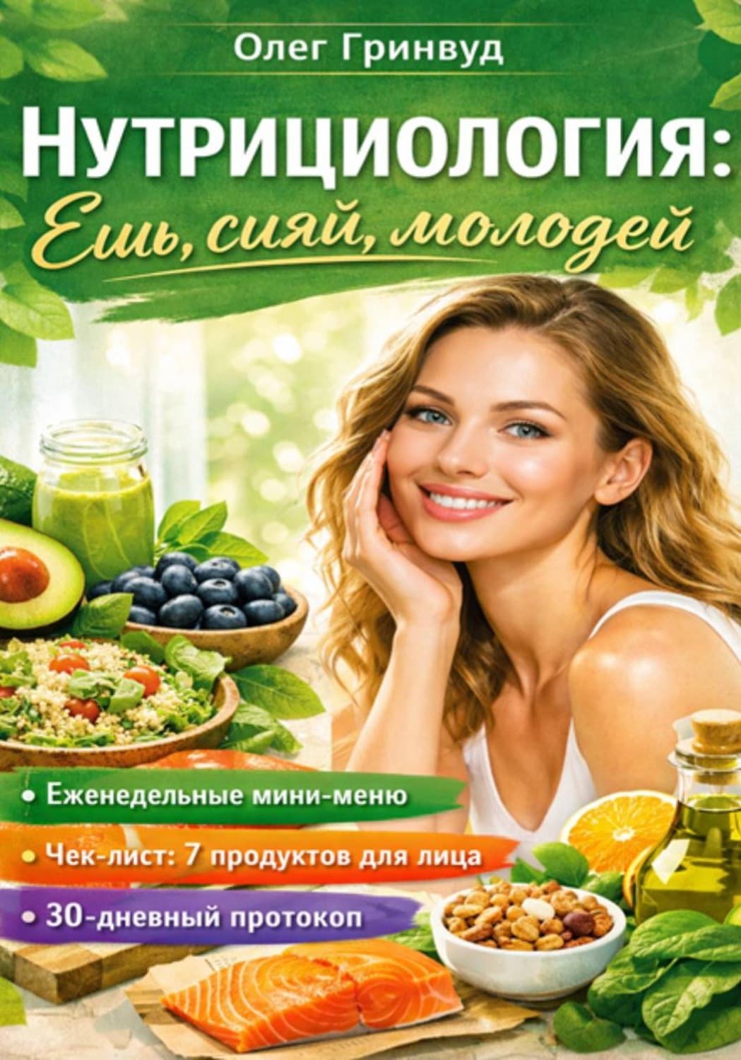 Обложка книги «Нутрициология: Ешь, сияй, молодей» — Олег Гринвуд