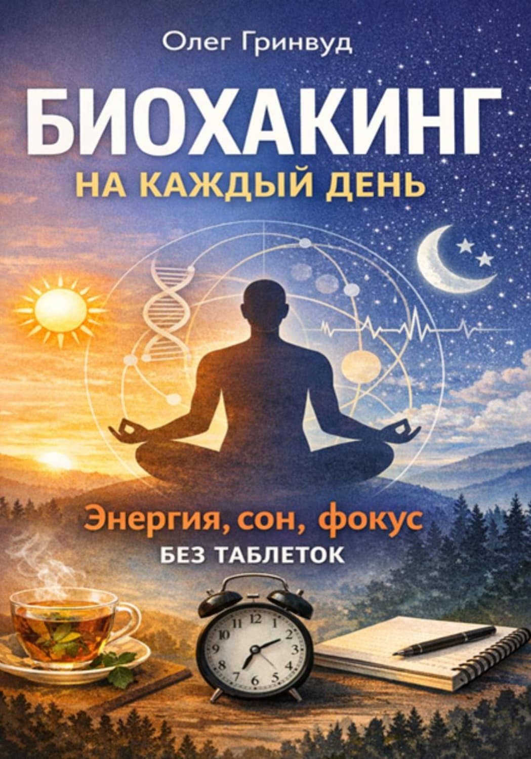 Обложка книги «Биохакинг на каждый день: энергия, сон, фокус без таблеток» — Олег Гринвуд