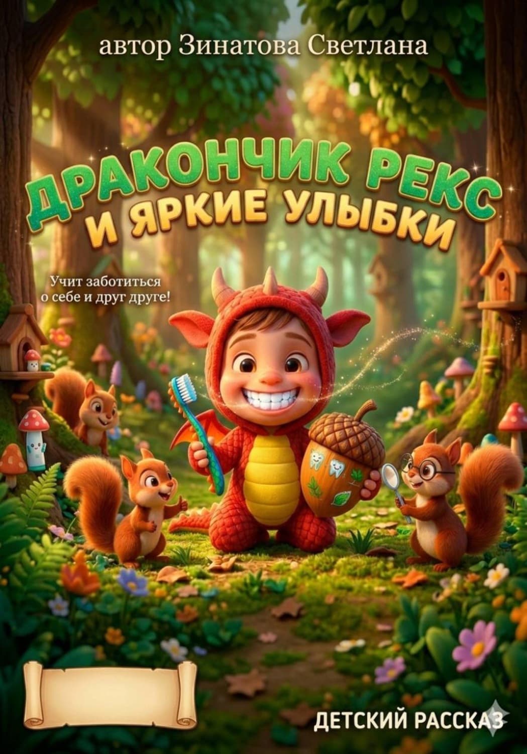 Обложка книги «Дракончик Рекс и яркие улыбки» — светлана зинатова