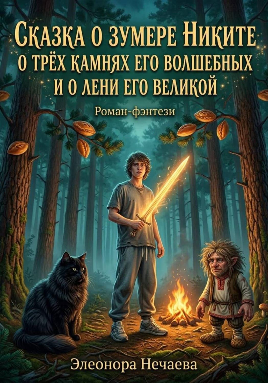 Обложка книги «Сказка о зумере Никите, о трёх камнях его волшебных и о лени его великой» — Элеонора Нечаева