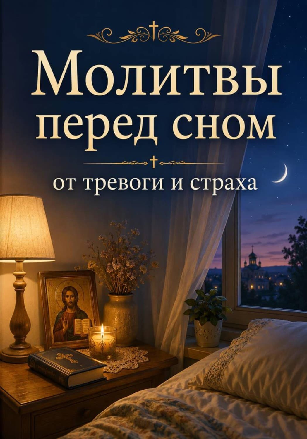 Обложка книги «Молитвы перед сном от тревоги и страха. Православная поддержка для души» — Л. П. Сорокина