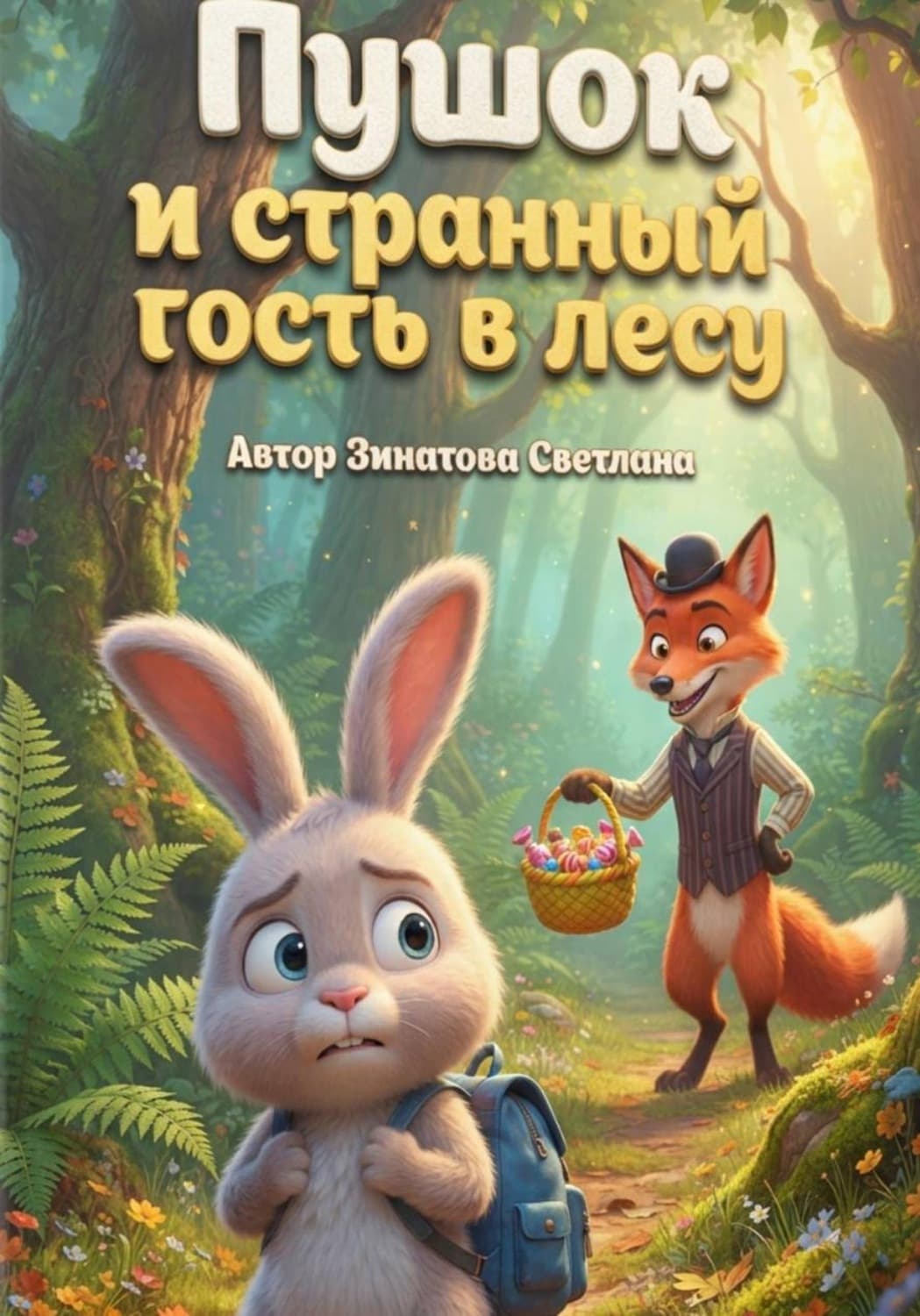 Обложка книги «Пушок и странный гость в лесу» — светлана зинатова