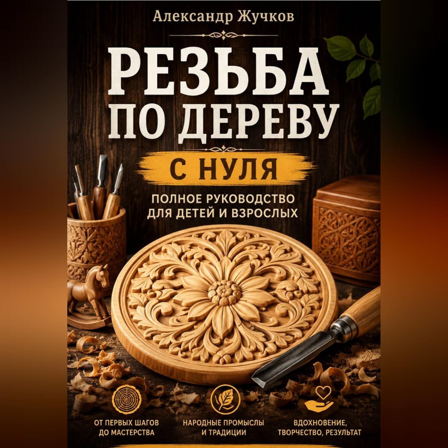 Обложка книги «Резьба по дереву с нуля. Полное руководство для детей и взрослых» — Александр Жучков