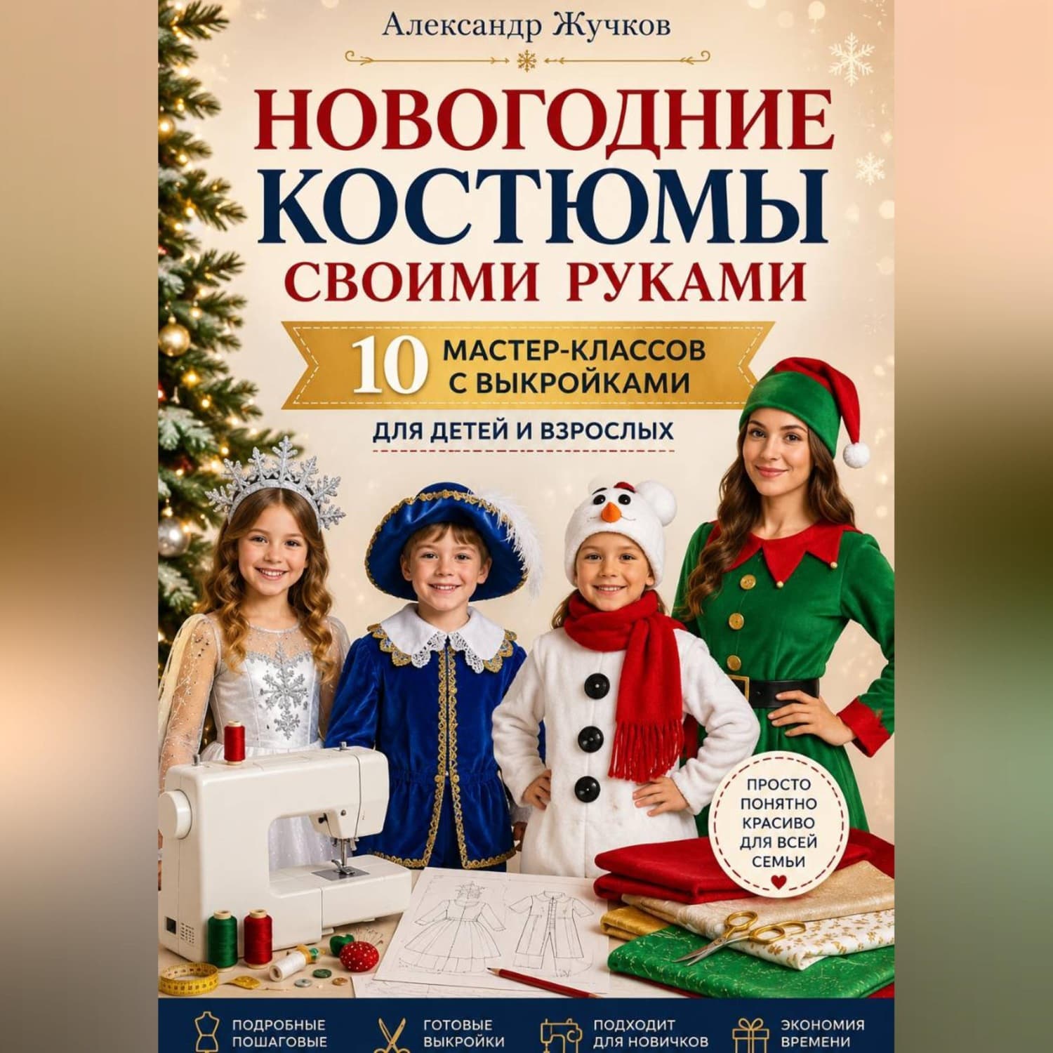 Обложка книги «Новогодние костюмы своими руками. 10 мастер-классов с выкройками для детей и взрослых» — Александр Жучков