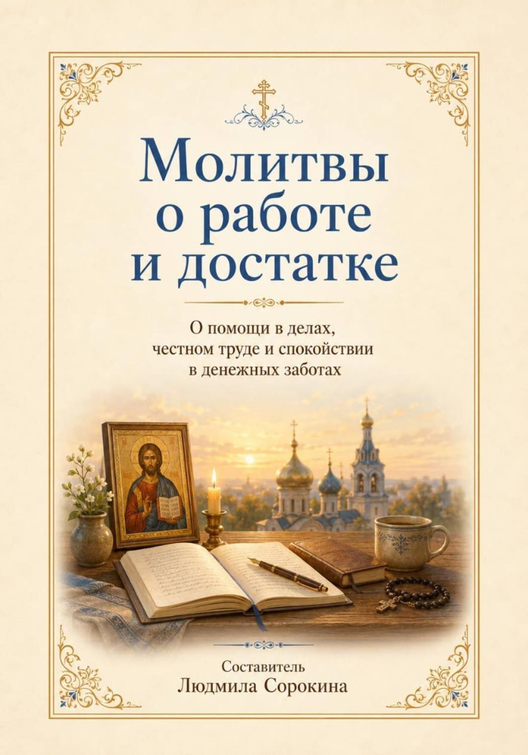 Обложка книги «Молитвы о работе и достатке. О помощи в делах, честном труде и спокойствии в денежных заботах» — Л. П. Сорокина
