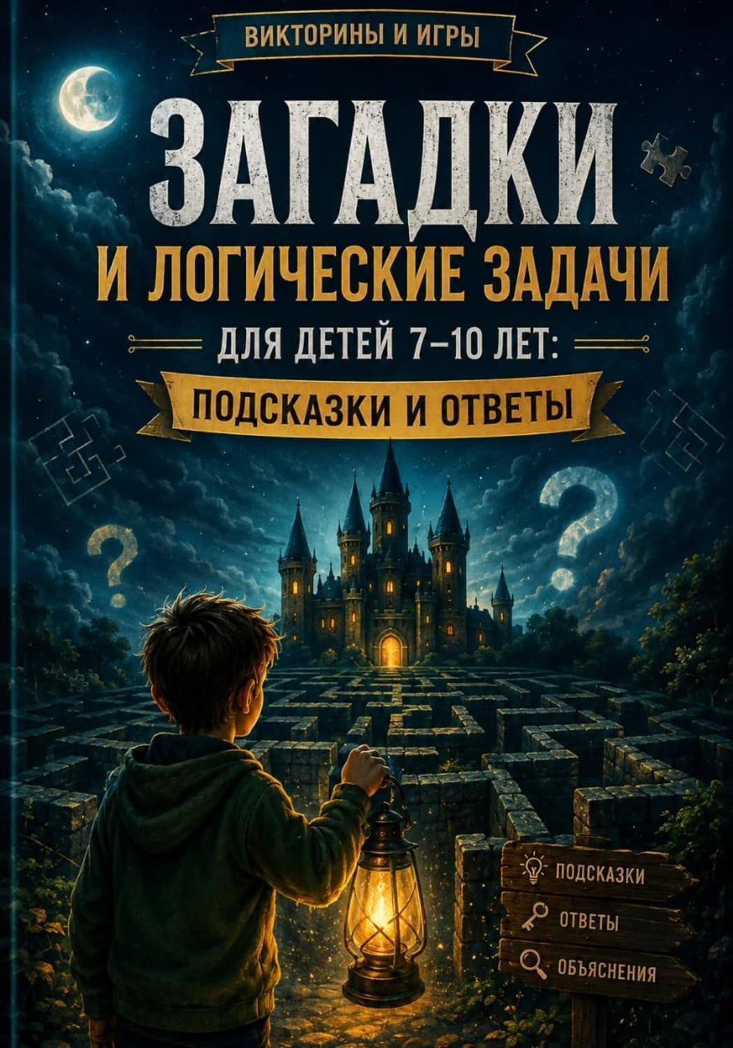 Обложка книги «Загадки и логические задачи для детей 7–10 лет: подсказки и ответы» — М.А. Орлов