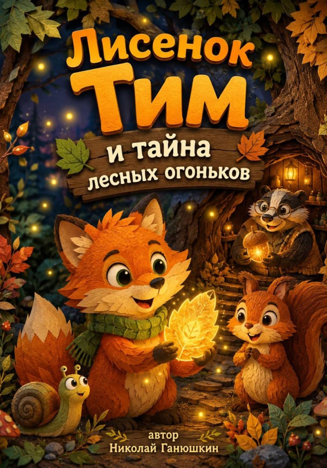 Обложка книги «Лисенок Тим и тайна лесных огоньков» — Николай Ганюшкин
