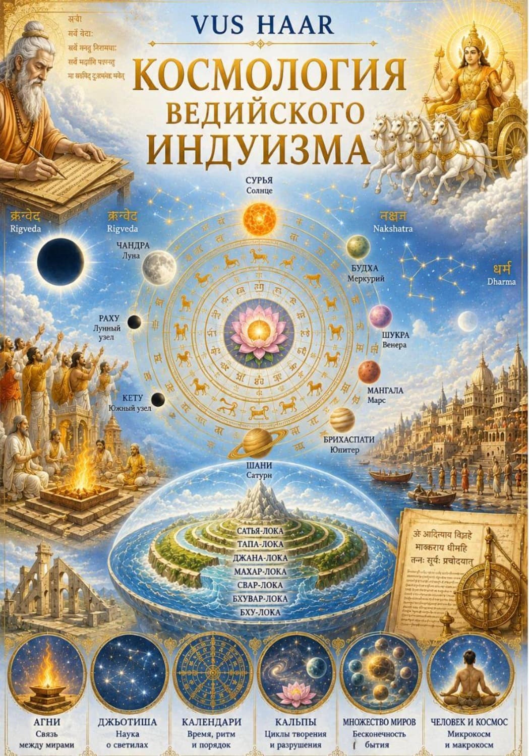 Обложка книги «Космология ведийского индуизма» — ВУС ХААР