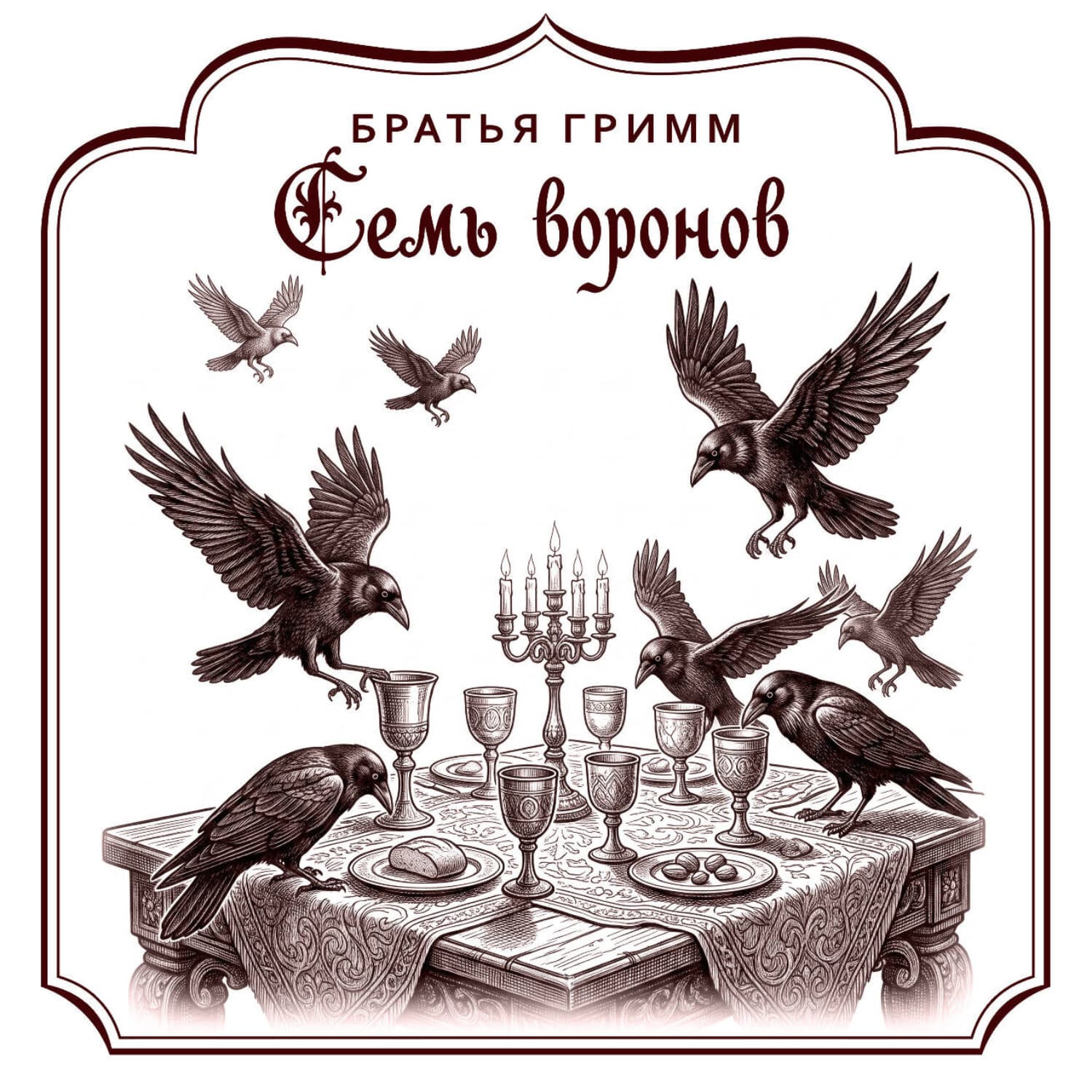 Обложка книги «Семь воронов» — Братья Гримм